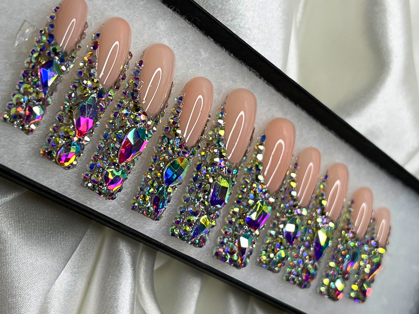 French Tip Bling Press on Nails