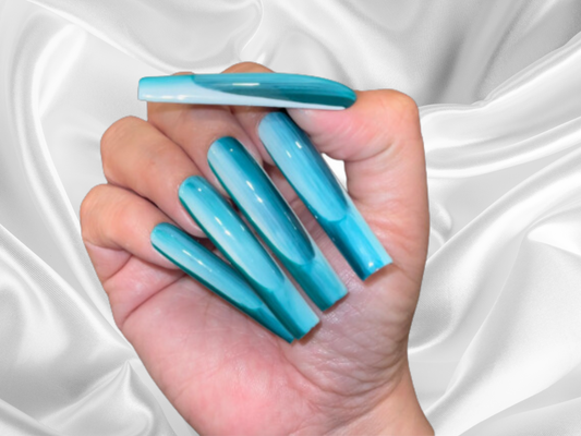 Blue French Tip Ombre Press on Nails