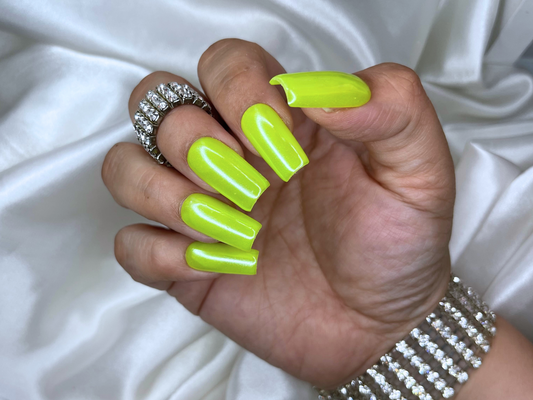 Neon Yellow Chrome Press on Nails