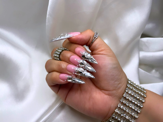 Silver Bling Press on Nails