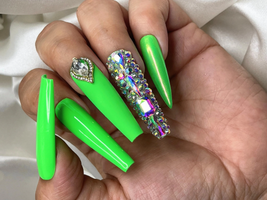 Neon Green Bling Press on Nails