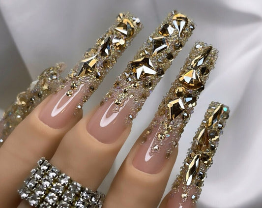 Luxurious Gold Bling Press on Nails